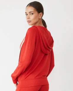 MONROW Supersoft Zip Up Hoody FLARERED Hot